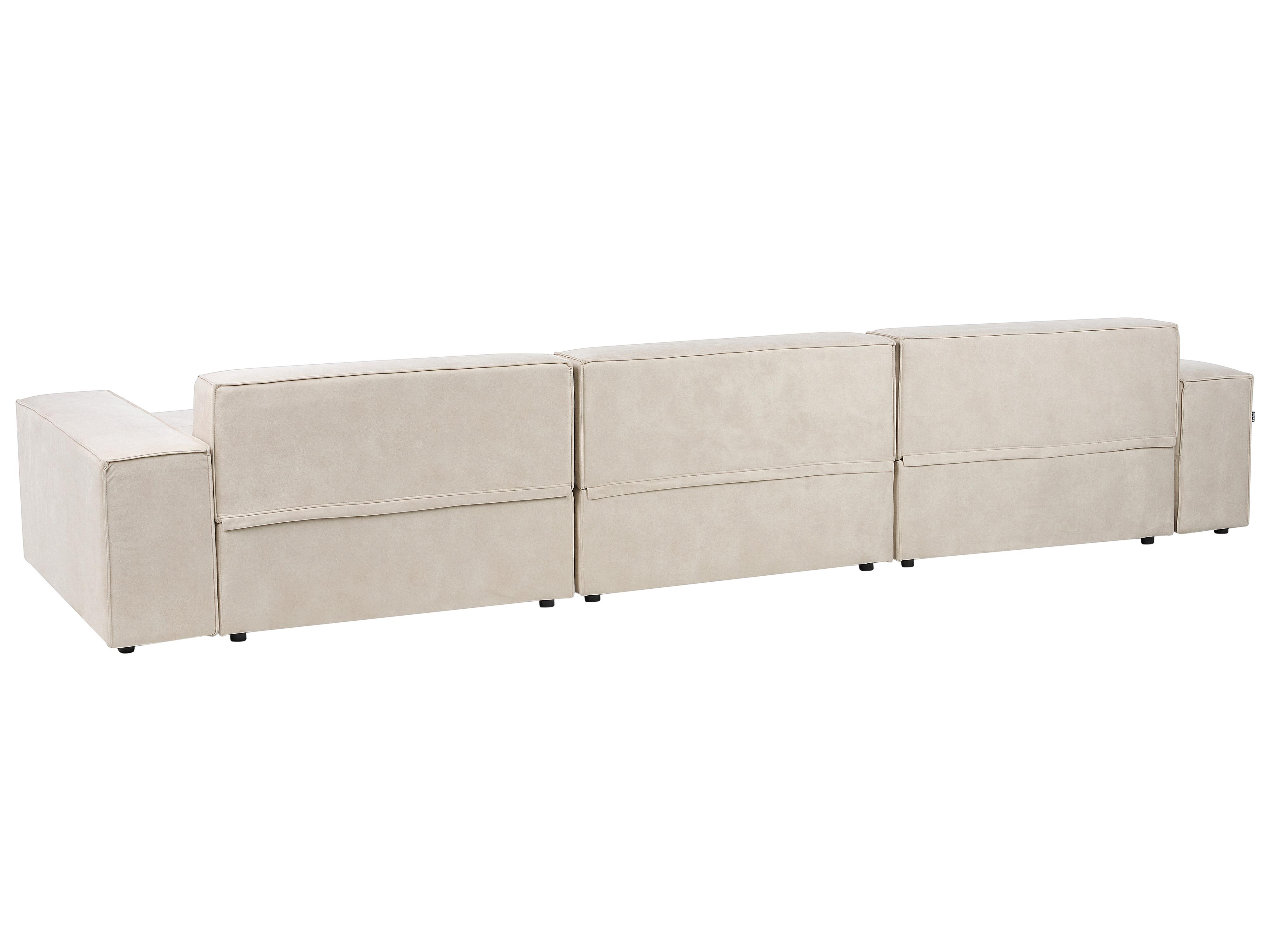 Modulaire hoekbank 3-zits HELLNAR Fluweel Lichtbeige linkszijdig