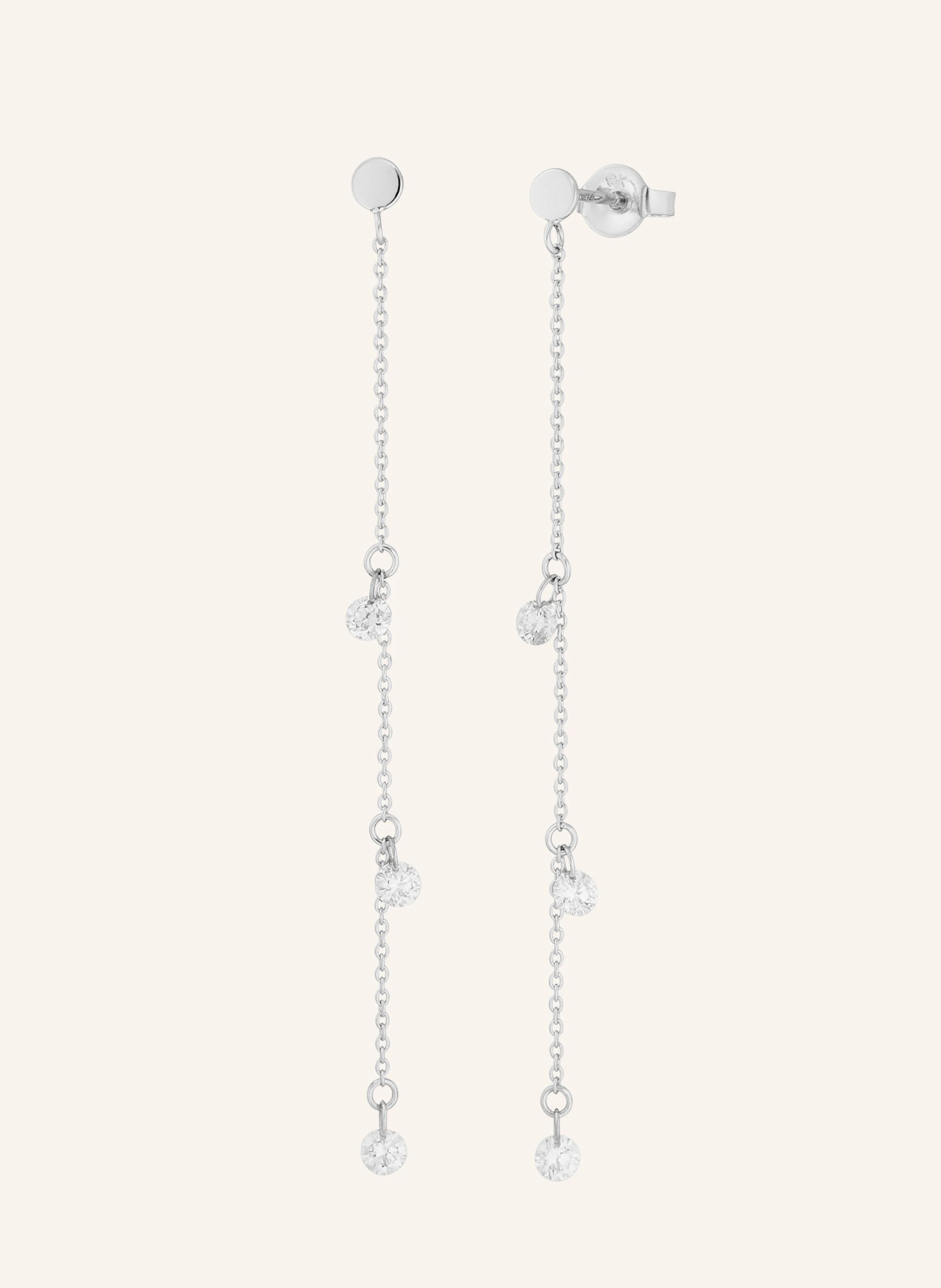 Leaf Ohrringe PURE CHAIN aus 18 Karat Weißgold mit Diamanten