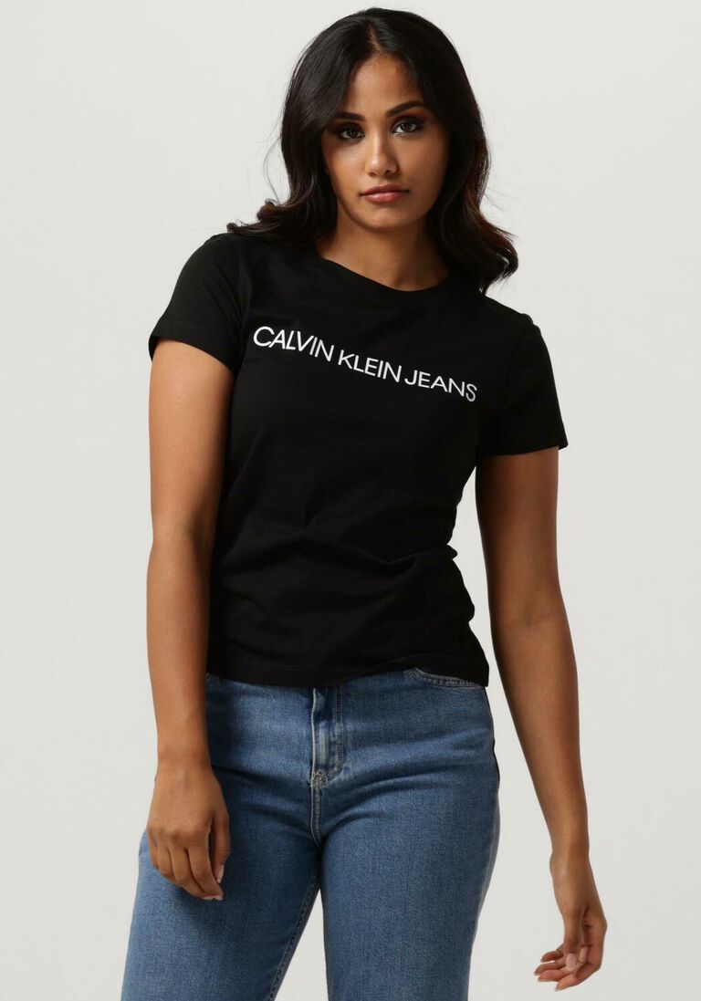 CALVIN KLEIN zwarte calvin klein t-shirt core instit logo slim fit tee