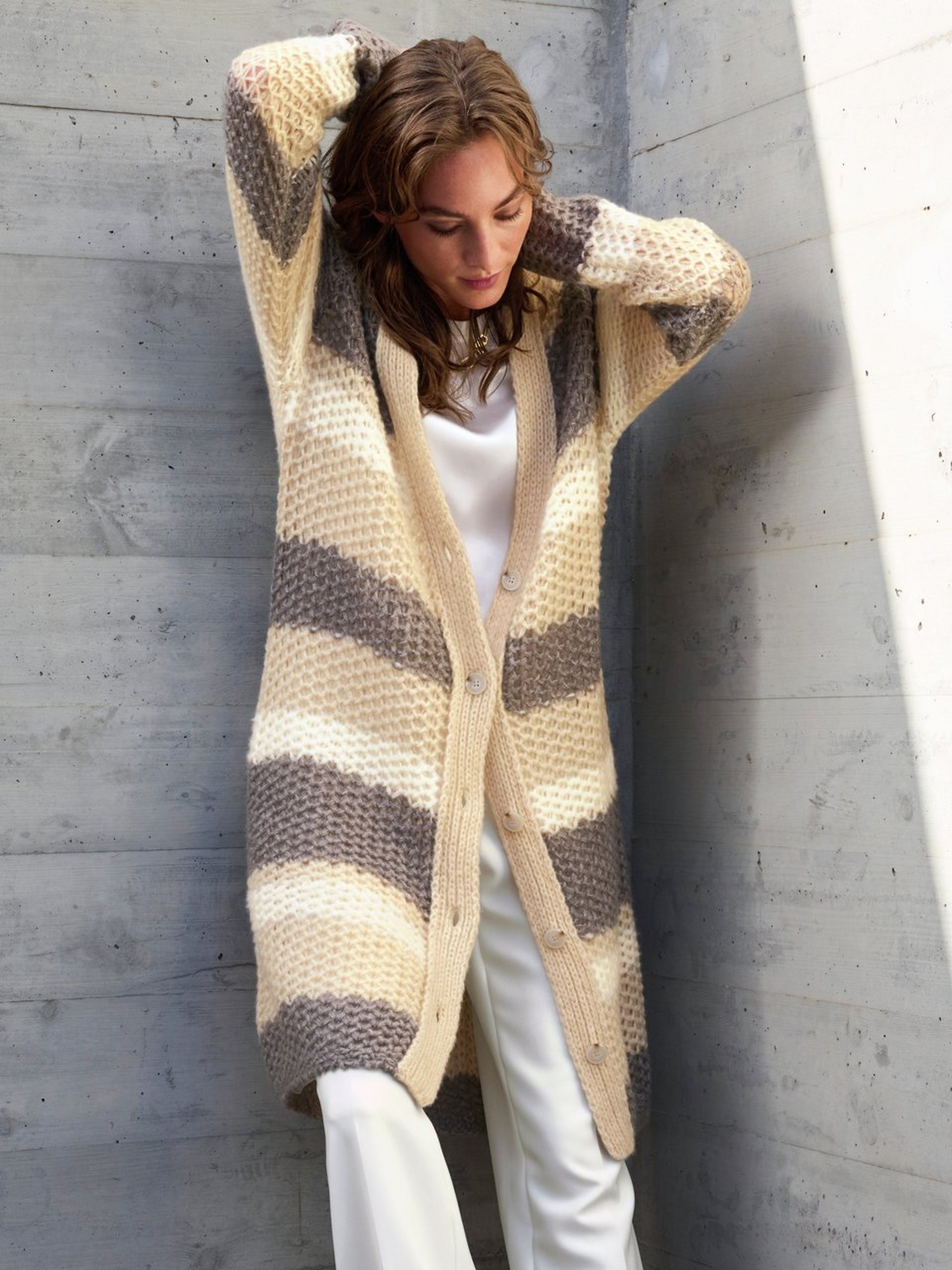 Strickmantel mit Kaschmir und Seide