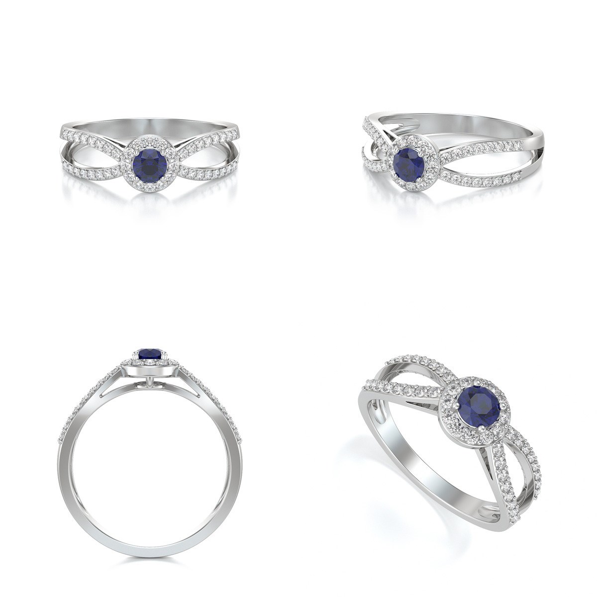 Bague ADEN ADEN Or 585 585 blanc Saphir et diamants 2.282grs