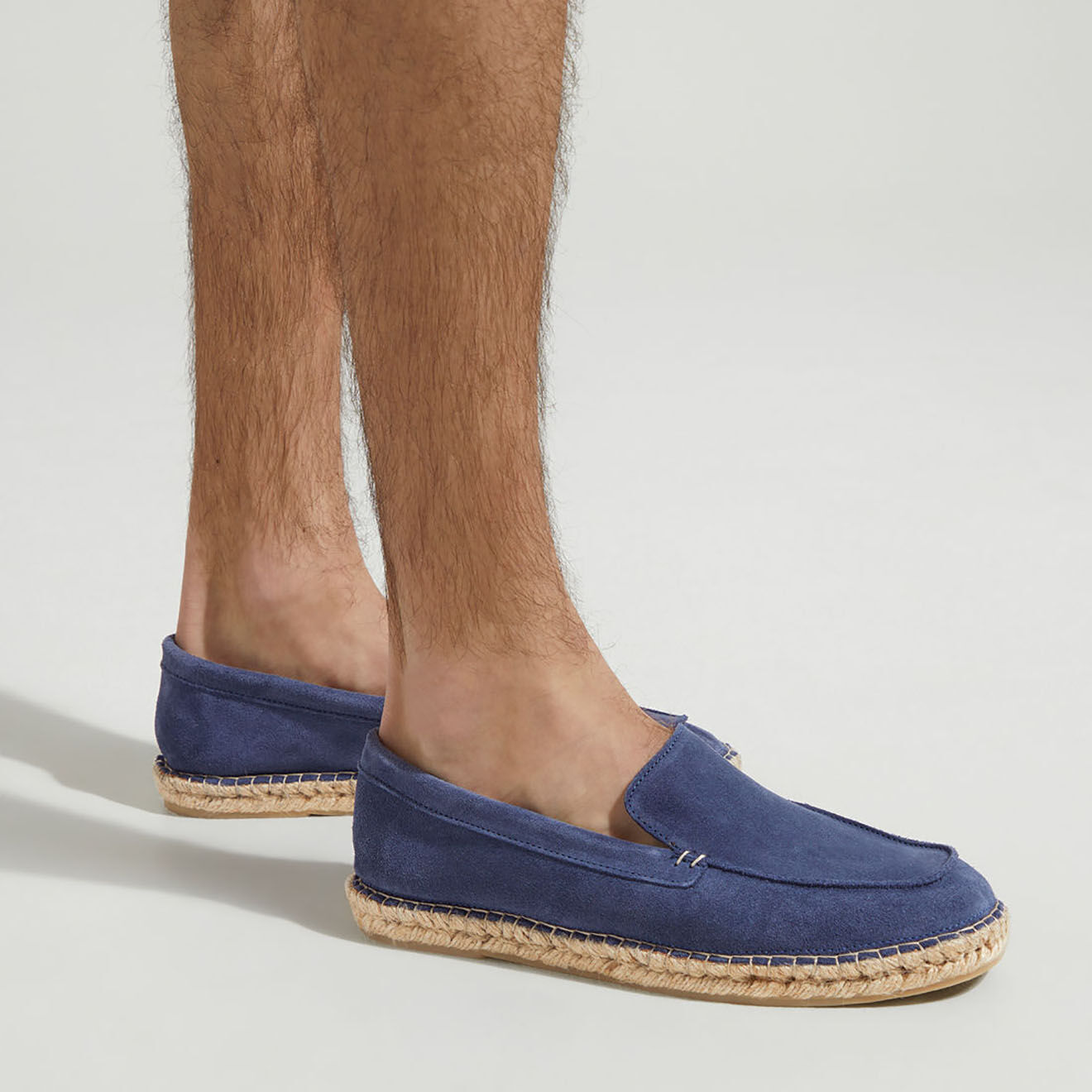 Comptoir GL Mocassins espadrilles en Velours de Cuir bleu jean
