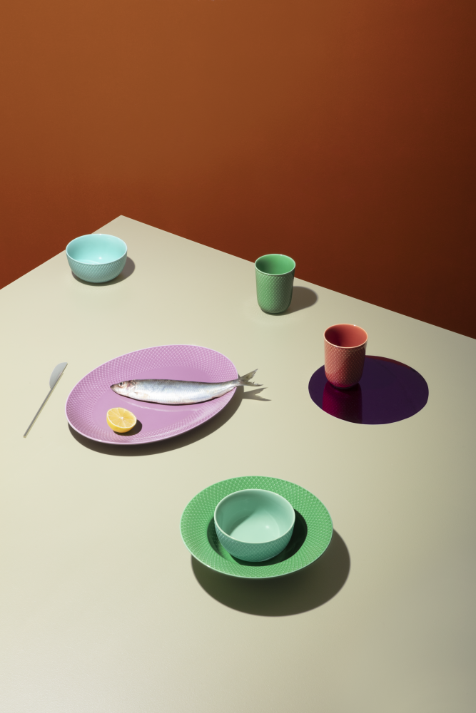 Lyngby Porcelæn  Rhombe Color dyb tallerken, grøn -  Ø: 24,5 cm.