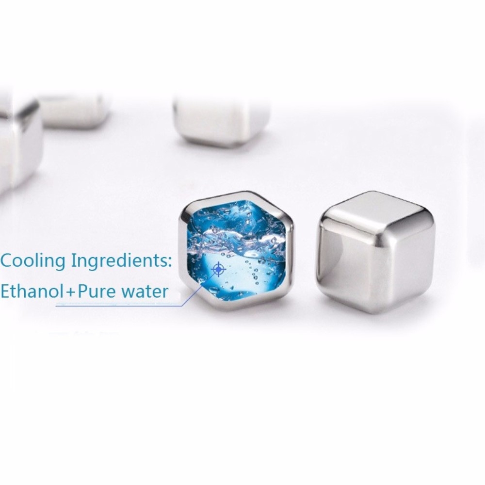 (10-tlg. Set) 8-fach Edelstahl Whisky Eiswürfel Wiederverwendbare Ice Cubes mit Zange   Aufbewahrungsbox