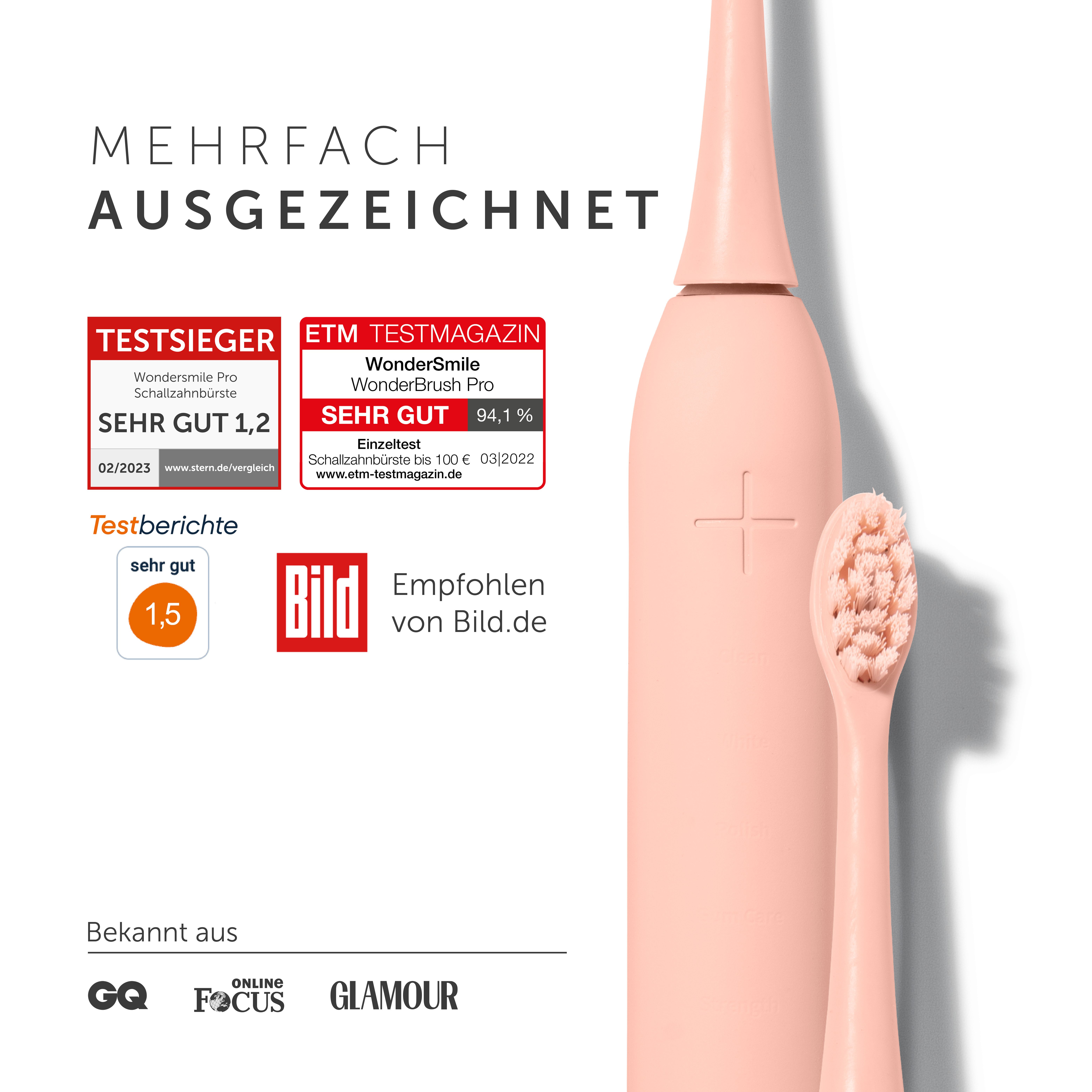 Wondersmile Travel Care Bundle Atomic Rose - Testsieger - 100 Tage risikofrei testen
