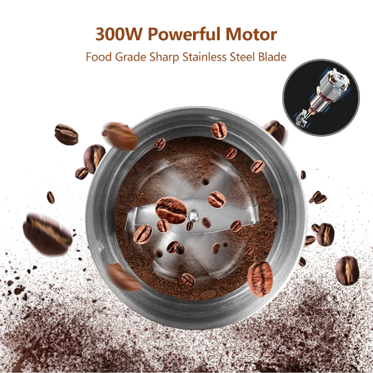 Universal Moulin à café électrique 300W - Argent