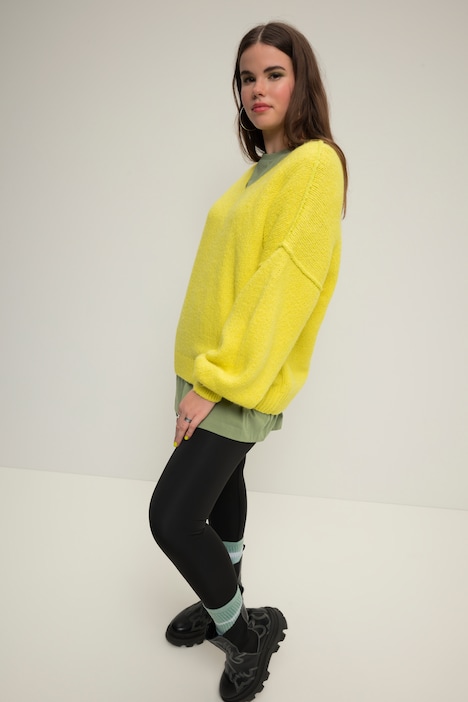 Pullover, V-Ausschnitt, weiter Langarm, oversized