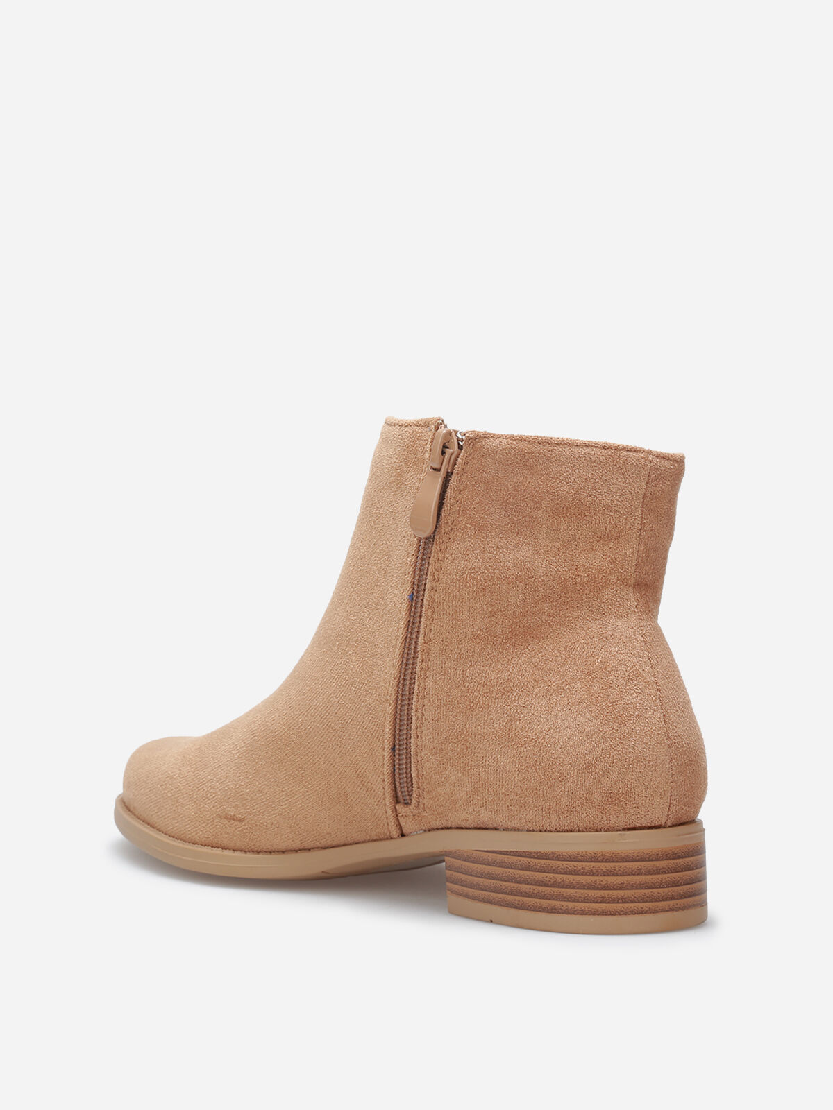 Bottines plates en suédine- Camel