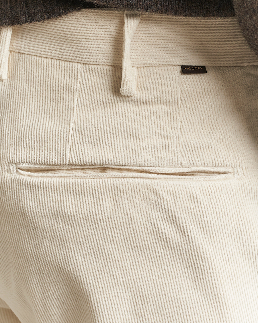Incotex Slim Fit Baby Corduroy Trousers Off White