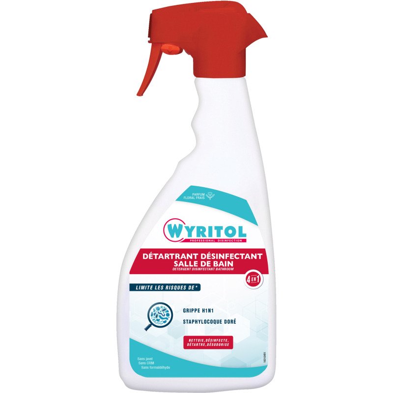 Détartrant désinfectant salle de bain 4 en 1 Wyritol - Spray de 750 ml