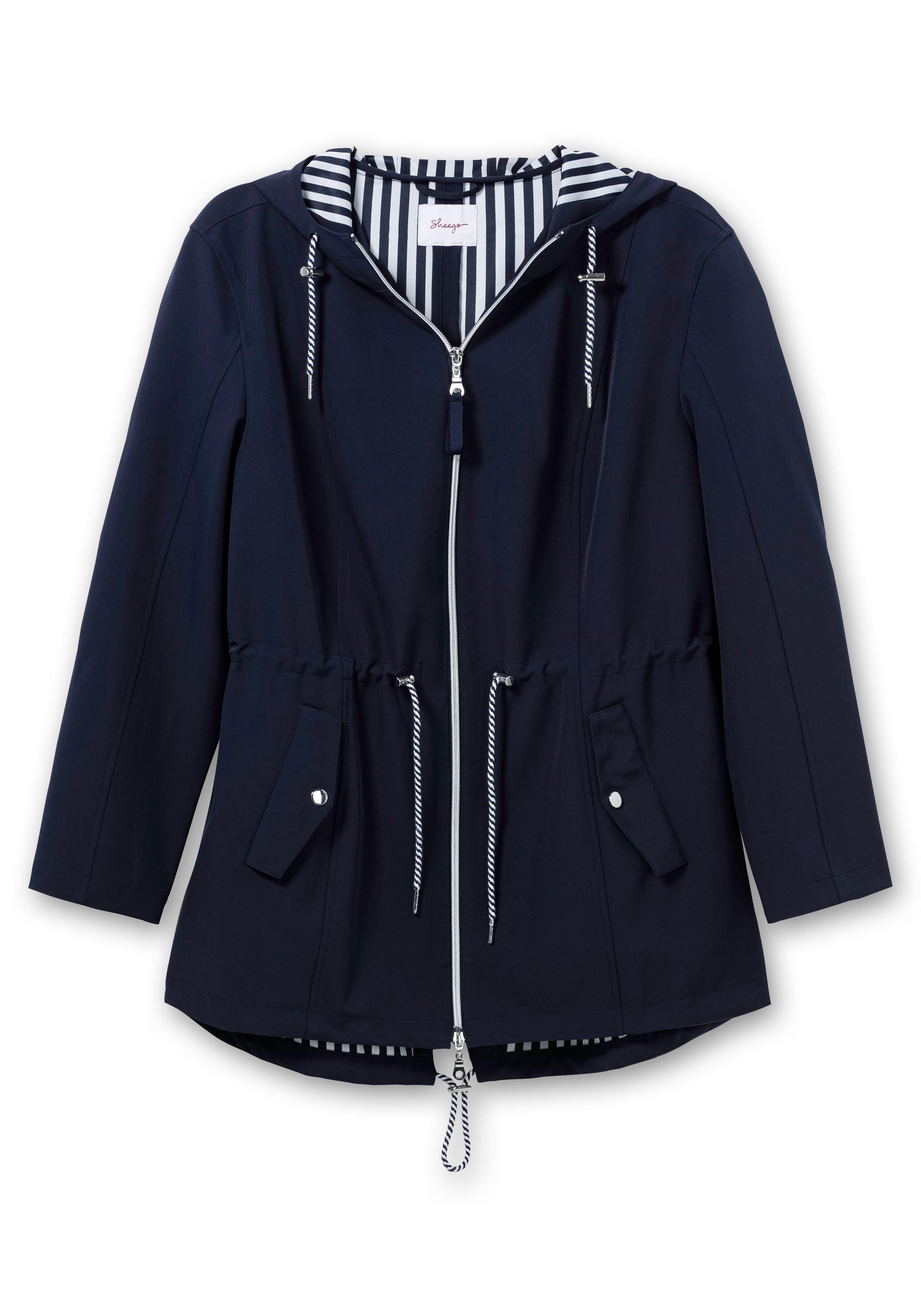 Softshell-Parka mit gestreifter Innenseite