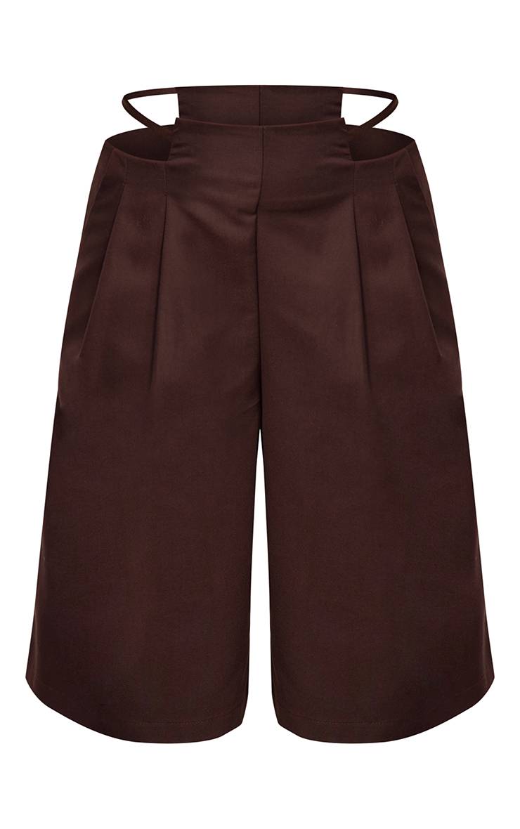Chocolat Short Long Tissé Avec Détail De Liens Ajustables