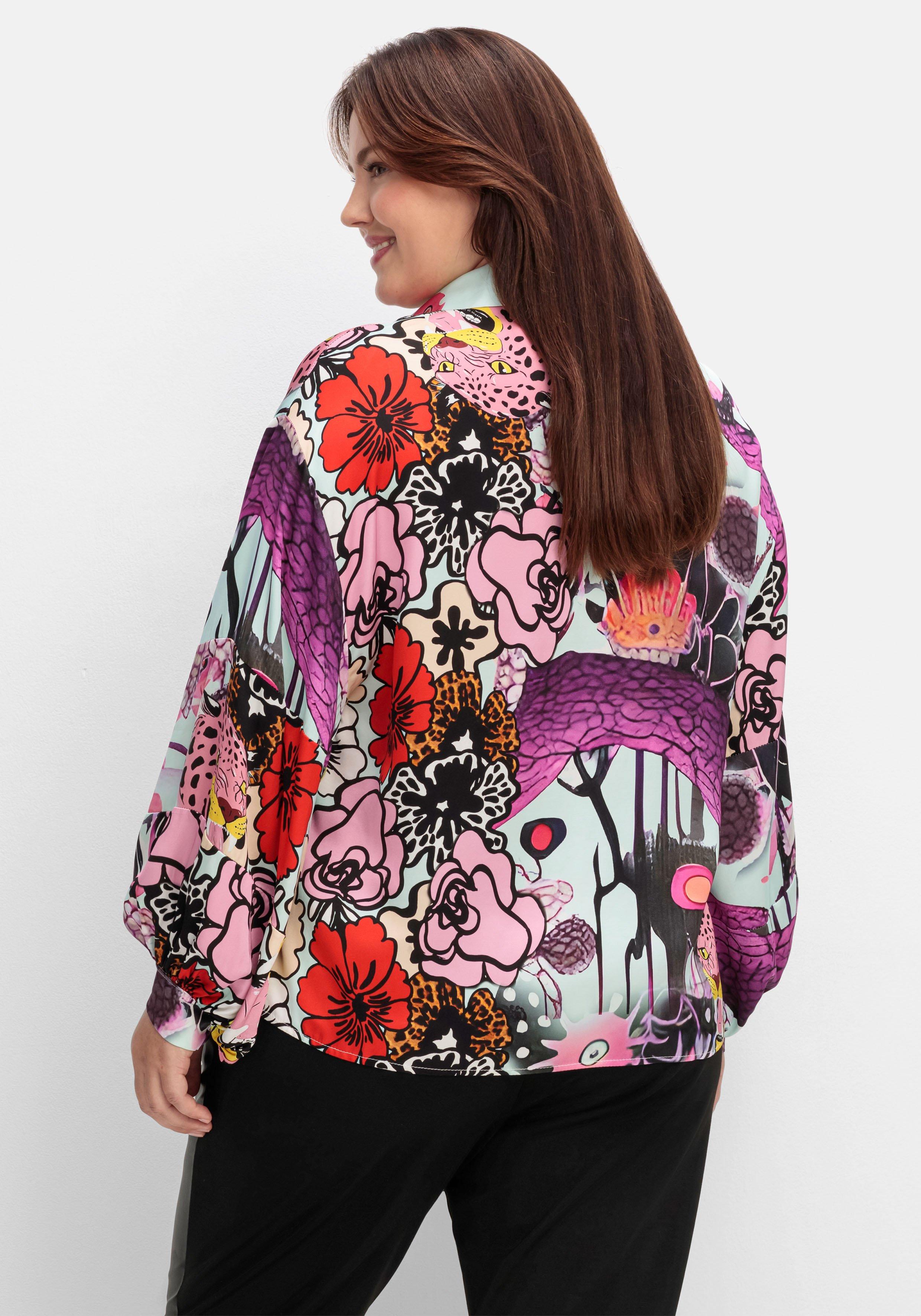 Tunika aus Viskose-Satin, im Multicolor-Muster
