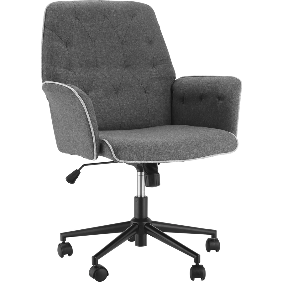 HOMCOM Bürostuhl mit Wippfunktion, aus Webstoff und Polyester, gemütlich dunkelgrau