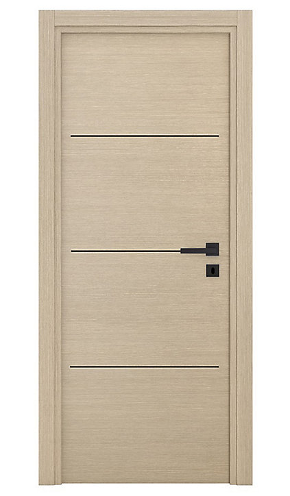 Bloc-porte Triaconta bois naturel insert noir H.204 x l.63 cm, poussant gauche