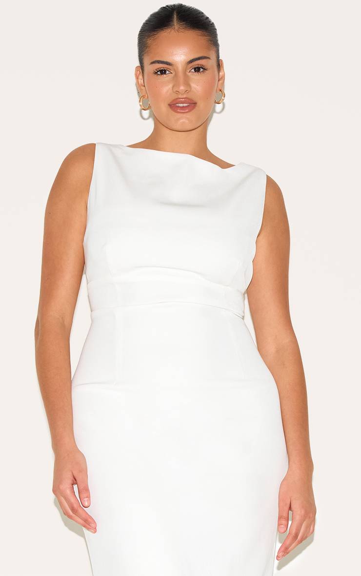 Blanc Robe Mi-longue Grande Taille Premium À Dos Échancré