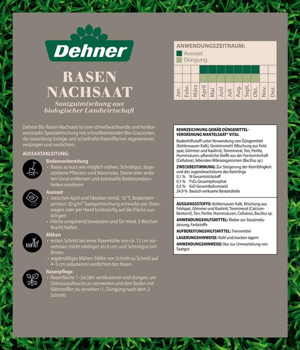 Dehner Bio Rasen-Nachsaat, 500 g