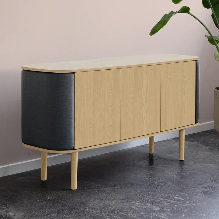 Umage - Treasures Sideboard mit 3 Türen, Eiche schwarz / white sands