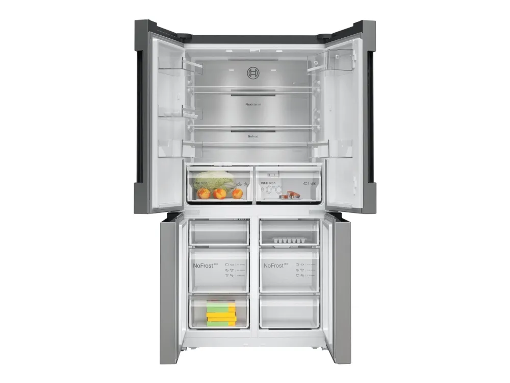 Bosch Serie | 6 KFN96APEA - Køleskab/fryser - bund-fryser - bredde: 91 cm - dybde: 73.1 cm - højde: 183 cm - 605 liter - Klasse E - metalsølv