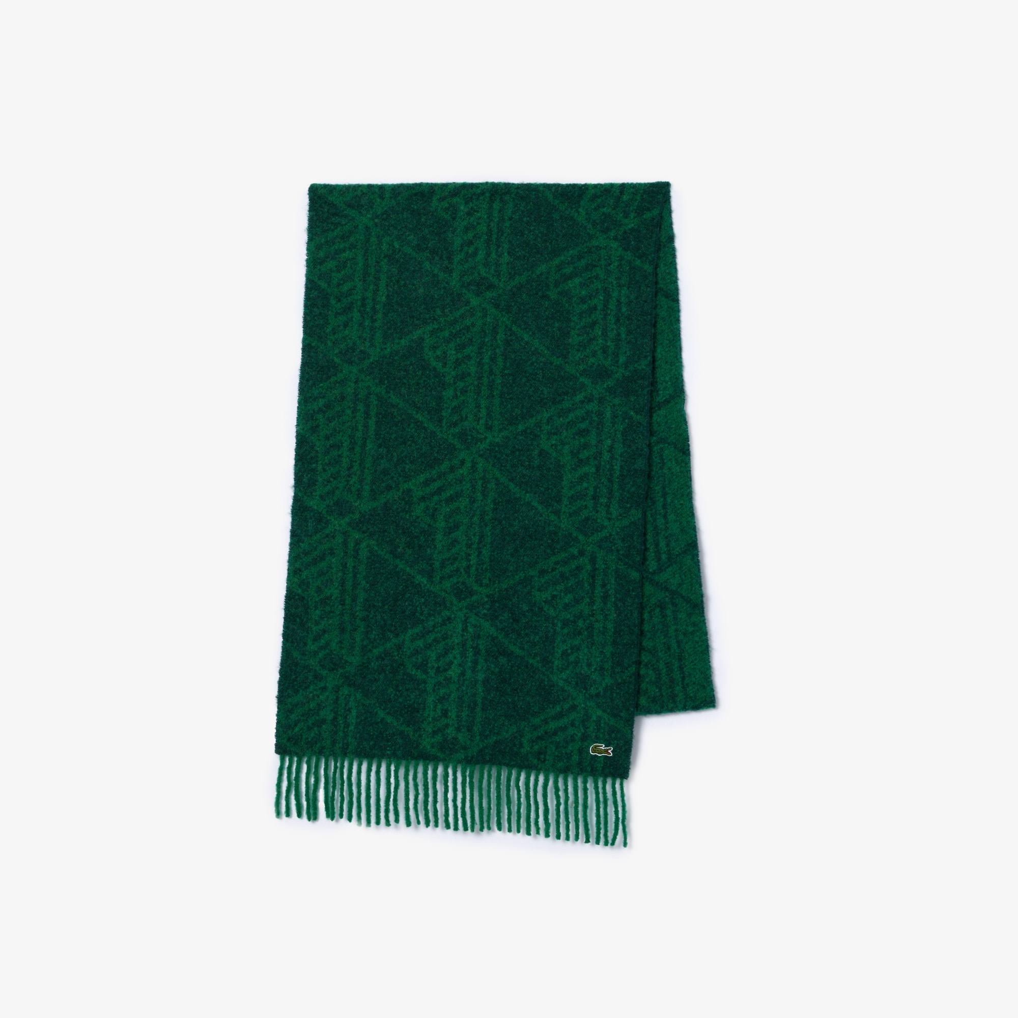 Écharpe jacquard motif Monogramme en alpaga Echarpes & Etoles - Vert - Lacoste - Femme