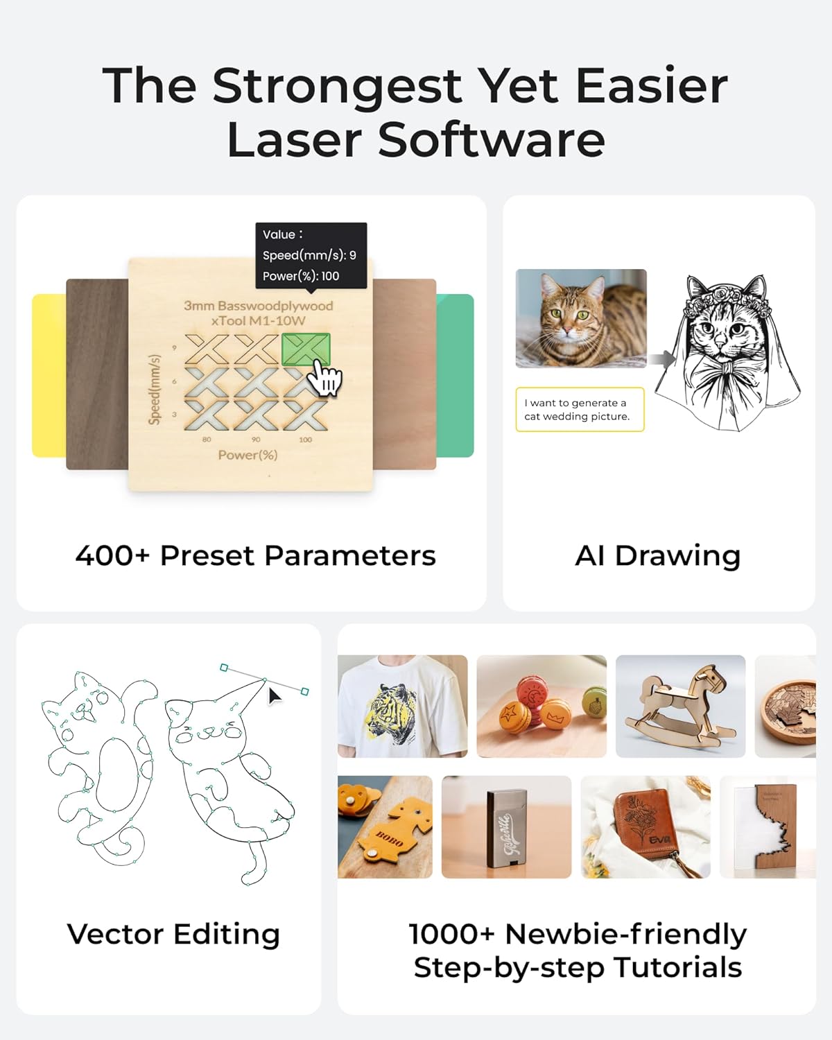 xTool S1 20W Laser Graviermaschine Deluxe Kit Geschlossene Sicherheit Laser Cutter, Pin Punkt Positionierung, Autofokus, 600mm/s Geschwindigkeit, 498 * 333mm Arbeitsbereich für Metall, Holz,
