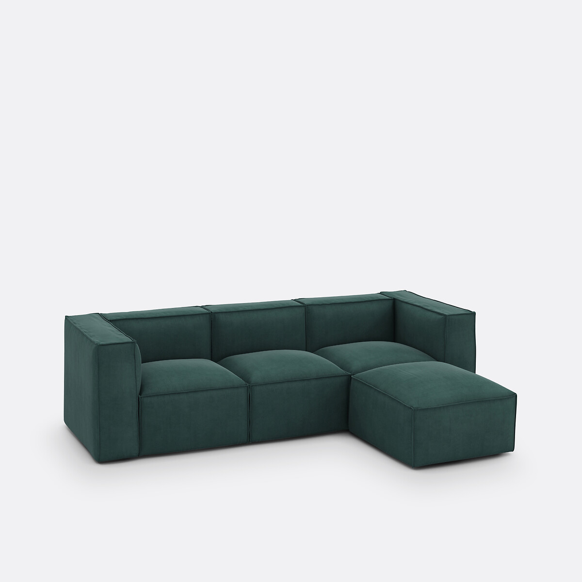 LA REDOUTE INTERIEURS<br>Sofá modular de 3 lugares e 1 pufe em veludo cotelê Seven