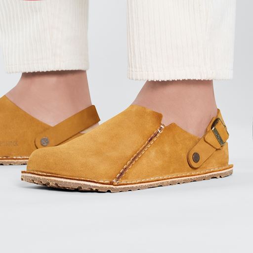 Birkenstock Lutry Premium Suede Slippers, Orange, 39