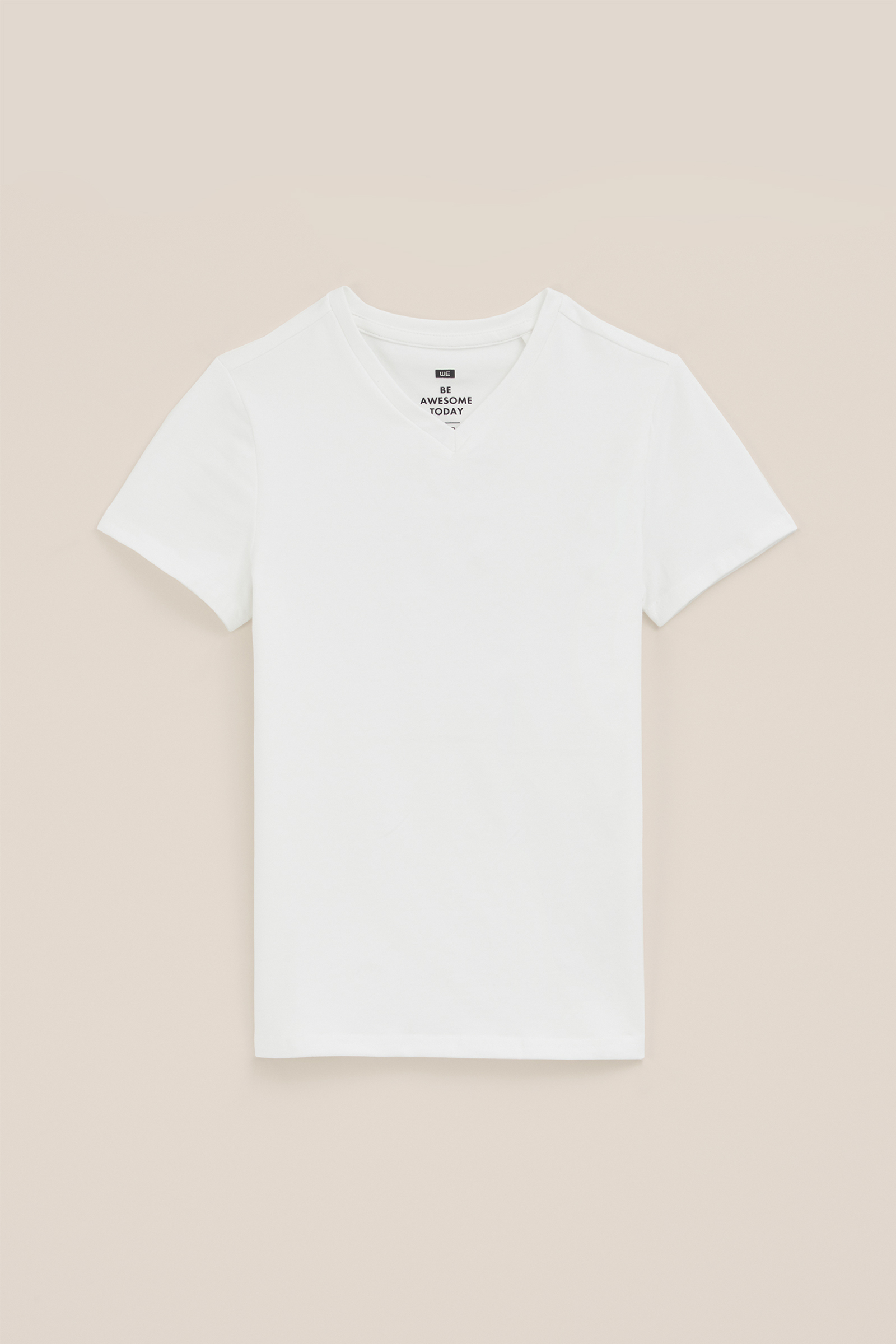 Jongens basic T-shirt met V-hals WE Fashion Wit