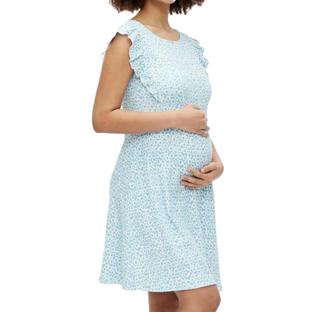 Mamalicious Robe de Grossesse Bleu Femme Mamalicious Flora