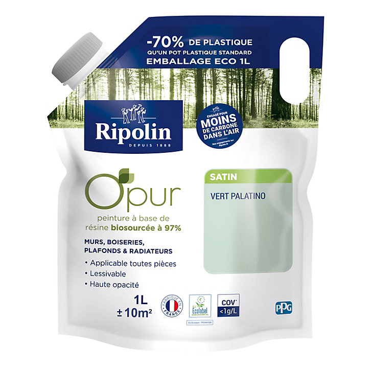 Peinture intérieure Ripolin O'Pur vert palatino satin 1L