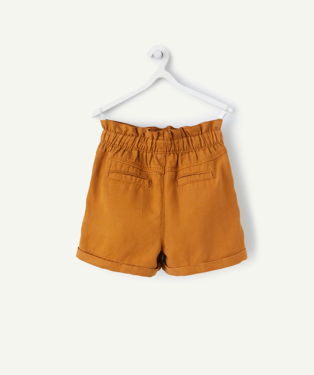 short fluide fille en viscose responsable marron avec noeud