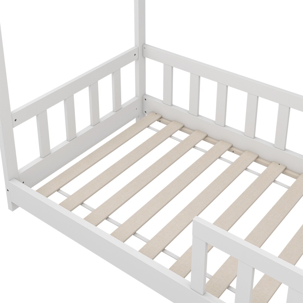 VitaliSpa Kinderbett Bettenhaus Einzelbett Michelle Weiß 160 x 80 cm modern Kinderzimmer Bett Lattenrost Rausfallschutz