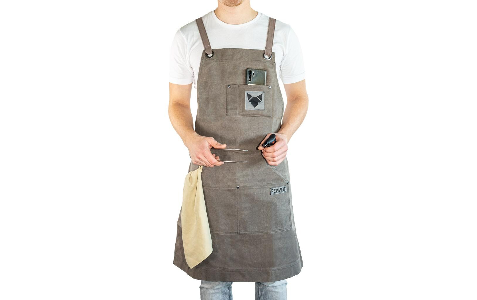 Grillschürze Baumwolle, gewachst, GrauGrillschürze mit Wachs-Imprägnierung