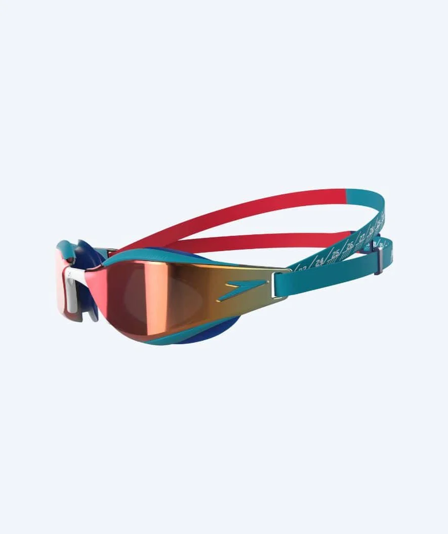 Speedo konkurrence svømmebriller til børn (6-14) - Fastskin Hyper Elite Mirror - Rød/blå