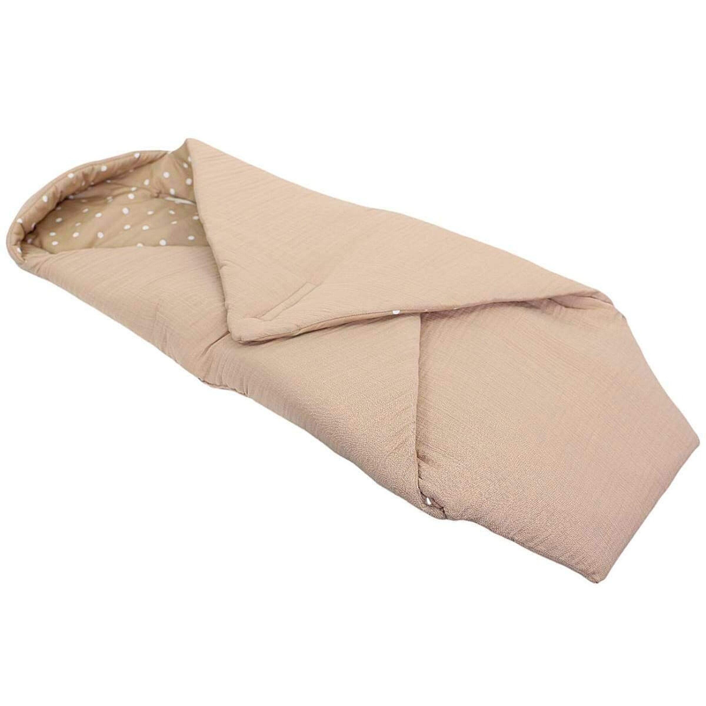 HOBEA-Germany Einschlagdecke in verschiedenen Farben Musselin taupe/Punkte beige