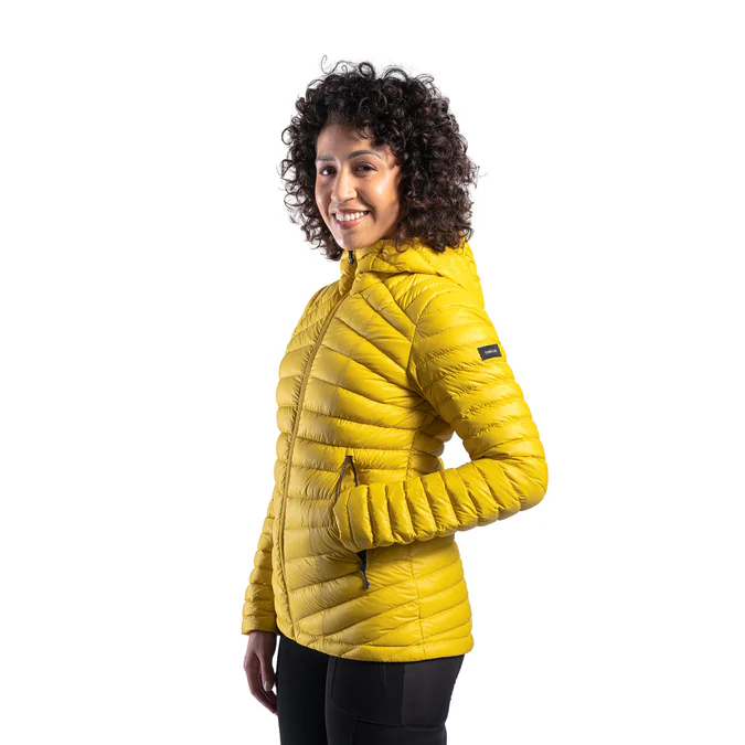 Decathlon Forclaz - Jaqueta puffer feminina com capuz Forclaz MT100