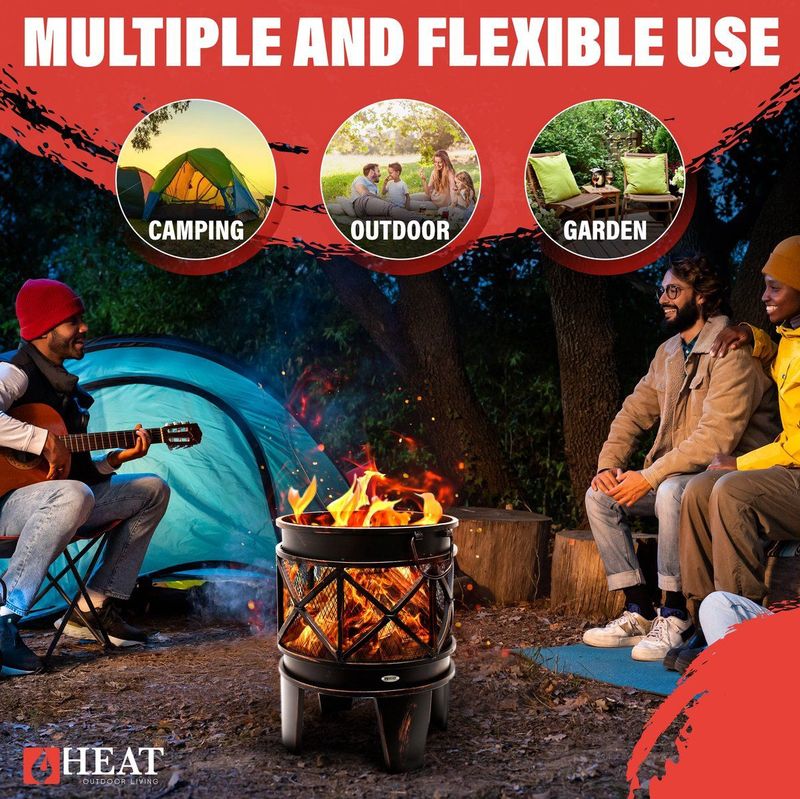HEAT - Firecask - Vuurkorf - Zwart - Staal - Met Pootjes