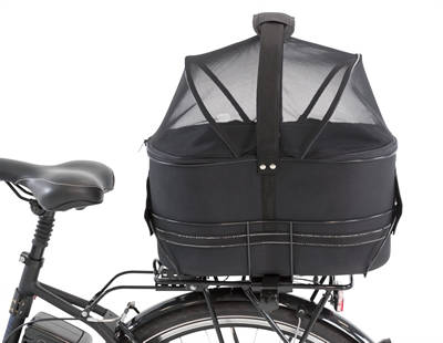 Trixie honden fietsmand Eva achterop Zwart met kussen en kap 48X29X42 cm