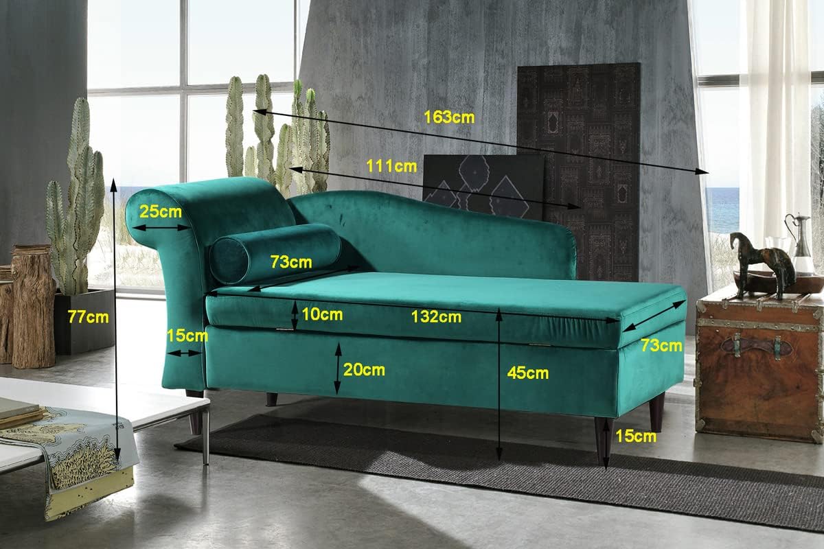 KAWOLA Polsterliege Bettsofa Recamiere Sarah Ottomane Bettkasten Recamiere mit Schlaffunktion (163 x 77 x 73)