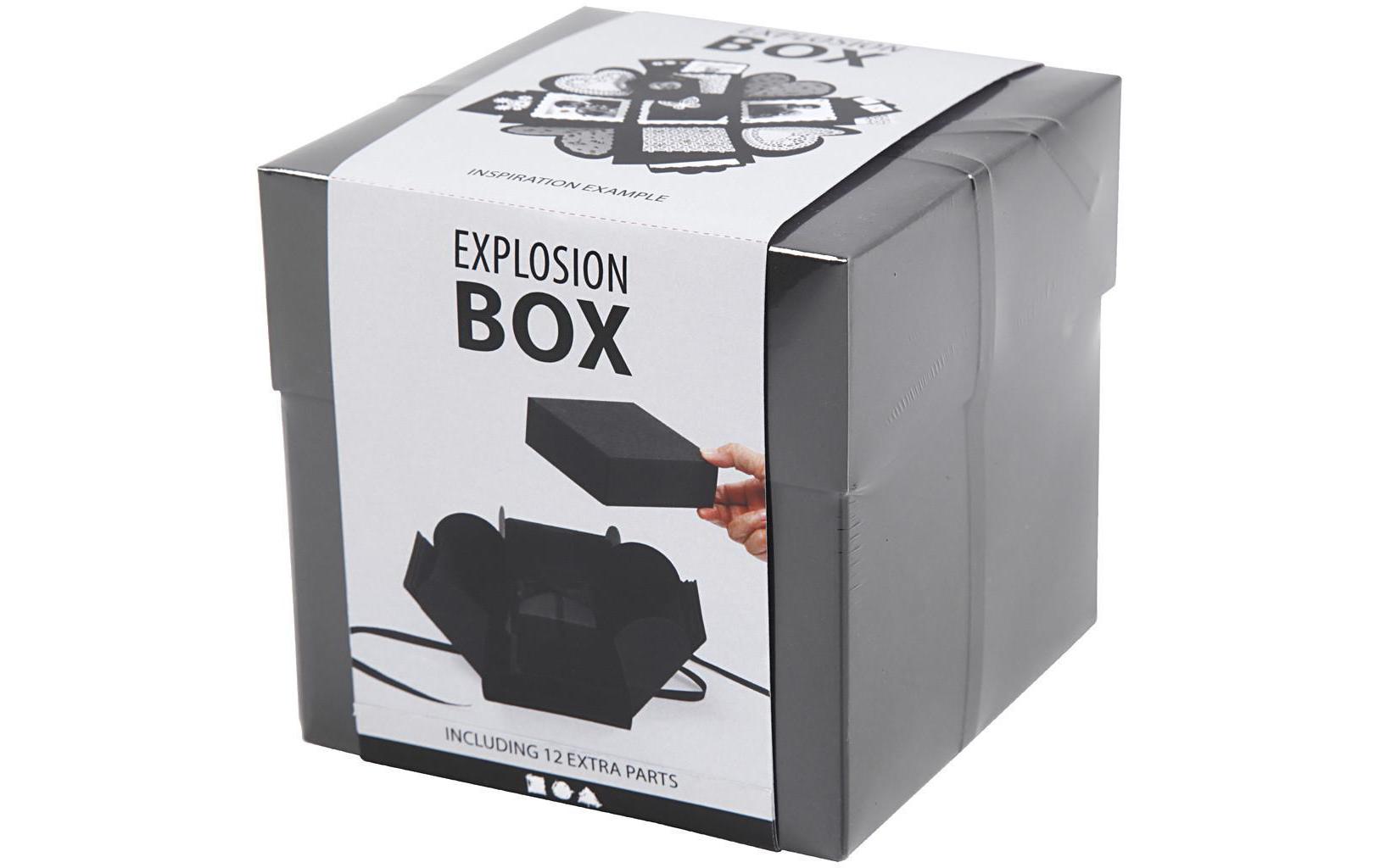 Geschenkbox Schwarz, 12 x 12 x 12 cmZusammenklappbare Explosionsbox