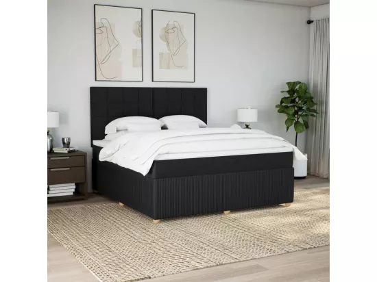 Sommier à lattes de lit avec matelas Noir 180x200 cm Tissu