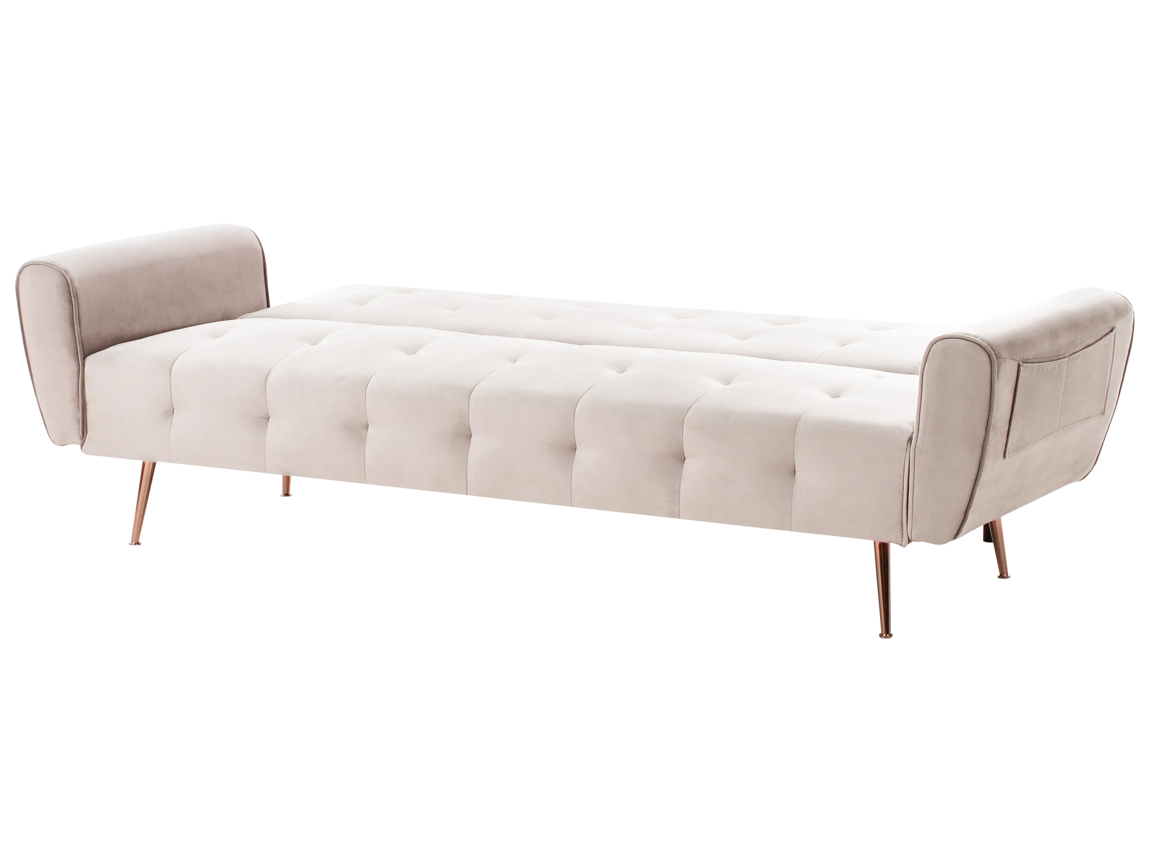 Slaapbank 3-zits SELNES Fluweel Lichtbeige