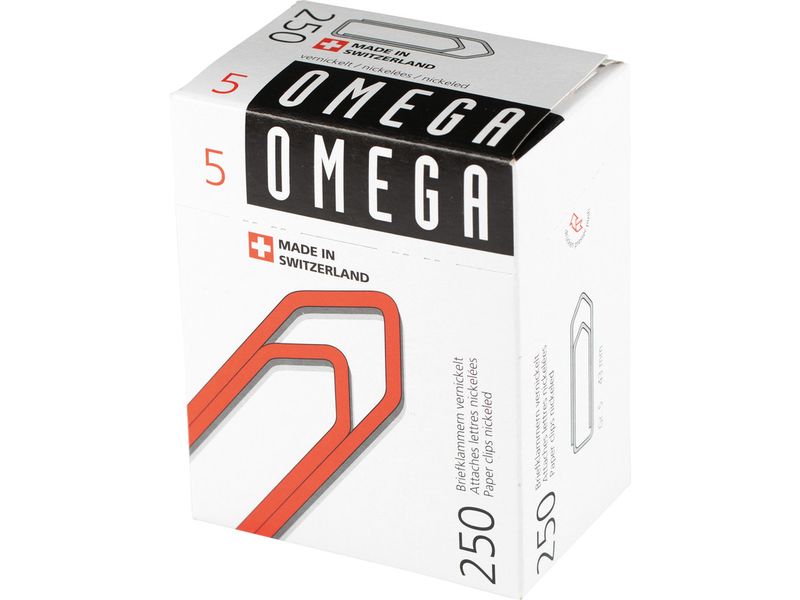 Omega Büroklammer No5 vernickelt, 43 mm 250 Stück Büromaterial