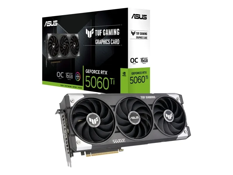 ASUS TUF Gaming TUF-RTX5060TI-O16G-GAMING, GeForce RTX 5060 Ti, 16 GB, GDDR7, 128 Bit, 7680 x 4320 pixel, PCI Express 5.0