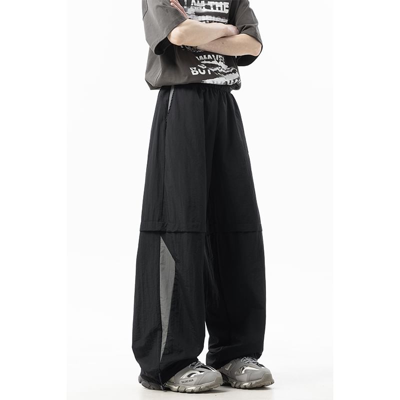 Priam - Baggy broek met hoge taille en geborduurde letters