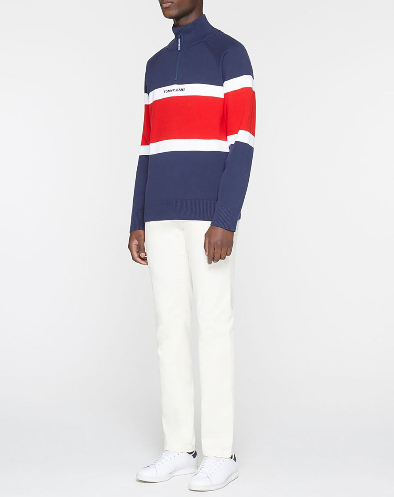 Tommy Jeans Pull colorblock bleu/rouge