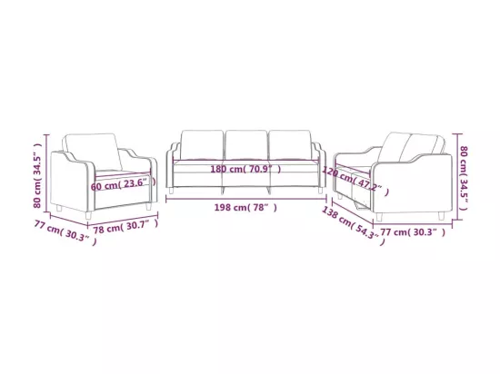 Ensemble de canapés 3 pcs avec coussins Gris foncé Tissu