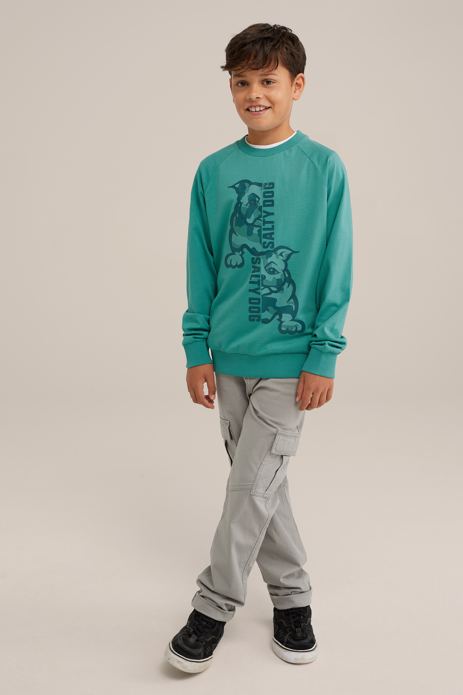 Jongens T-shirt met opdruk Salty Dog Zeegroen