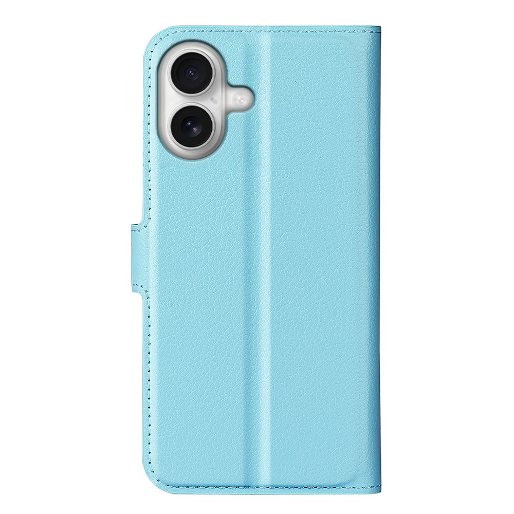 iPhone 17 Leder Tasche Flip Cover Litchi Look - Blau