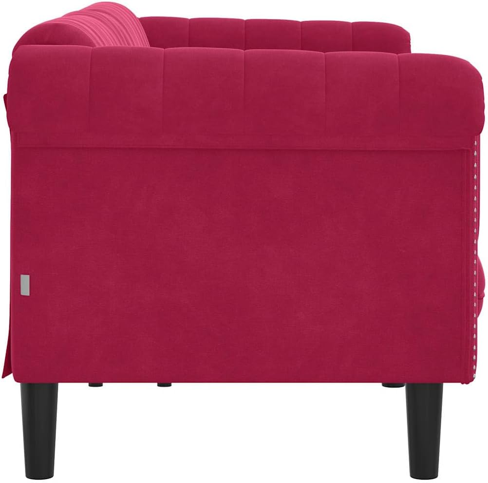 vidaXL Sofa 3-Sitzer, Couch mit Armlehnen Rückenlehne Stützbeine, Loungesofa für Wohnzimmer, Polstersofa Sofagarnitur, Modern, Weinrot Samt
